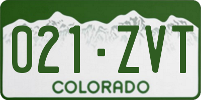 CO license plate 021ZVT
