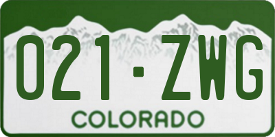 CO license plate 021ZWG