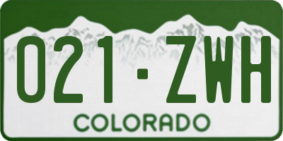 CO license plate 021ZWH