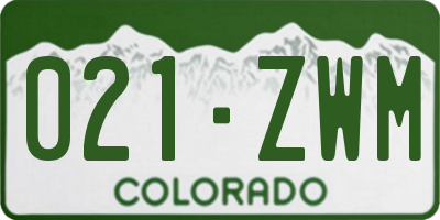 CO license plate 021ZWM