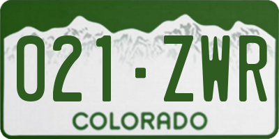 CO license plate 021ZWR