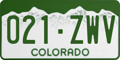 CO license plate 021ZWV