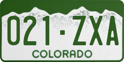 CO license plate 021ZXA