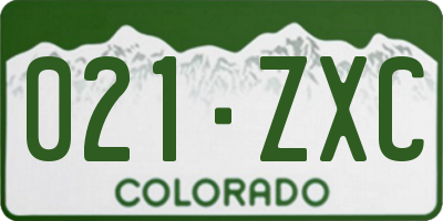 CO license plate 021ZXC