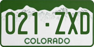 CO license plate 021ZXD