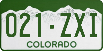 CO license plate 021ZXI