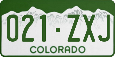 CO license plate 021ZXJ