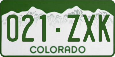 CO license plate 021ZXK