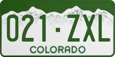 CO license plate 021ZXL