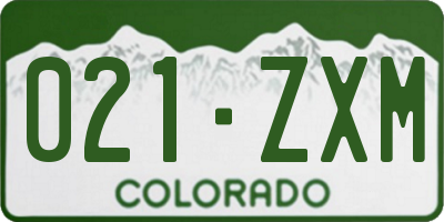 CO license plate 021ZXM