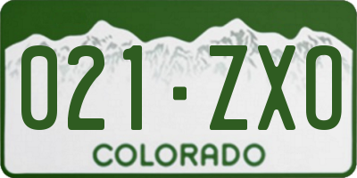 CO license plate 021ZXO