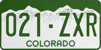 CO license plate 021ZXR