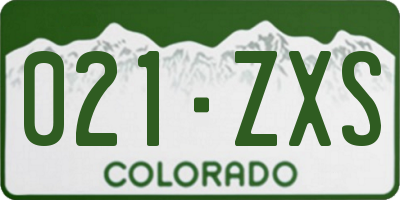CO license plate 021ZXS