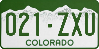 CO license plate 021ZXU