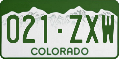 CO license plate 021ZXW
