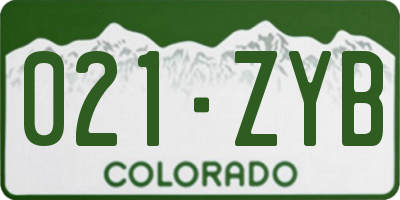CO license plate 021ZYB