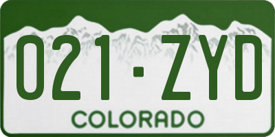 CO license plate 021ZYD
