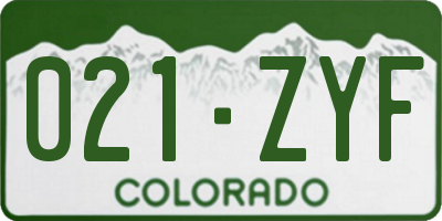 CO license plate 021ZYF