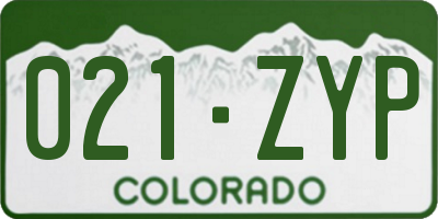 CO license plate 021ZYP