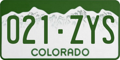 CO license plate 021ZYS