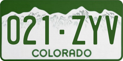 CO license plate 021ZYV