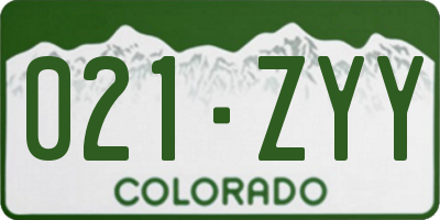CO license plate 021ZYY