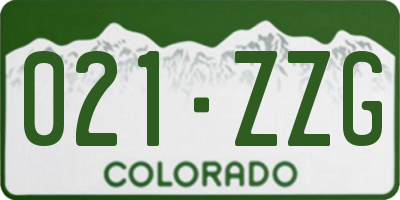 CO license plate 021ZZG