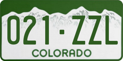 CO license plate 021ZZL