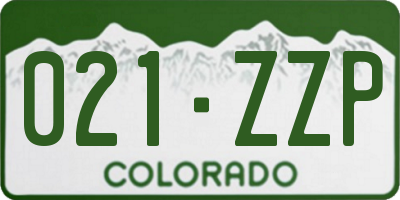 CO license plate 021ZZP