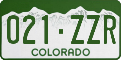 CO license plate 021ZZR