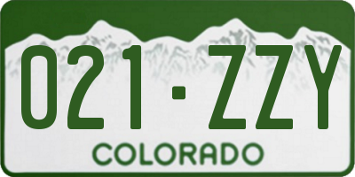 CO license plate 021ZZY