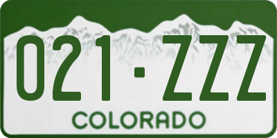CO license plate 021ZZZ