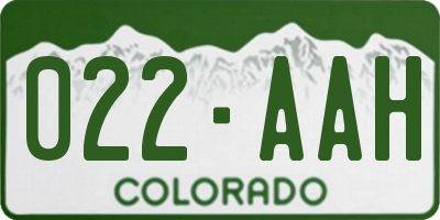 CO license plate 022AAH