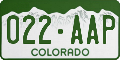 CO license plate 022AAP