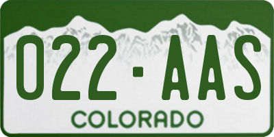 CO license plate 022AAS