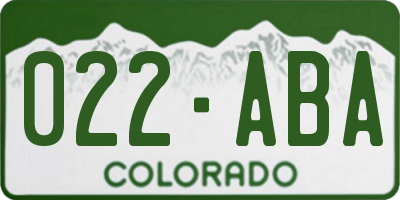 CO license plate 022ABA