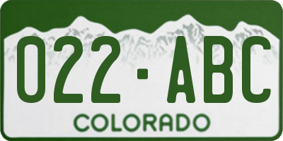 CO license plate 022ABC