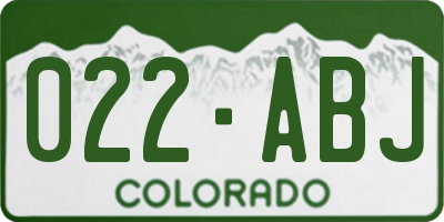 CO license plate 022ABJ