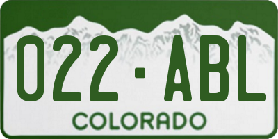 CO license plate 022ABL