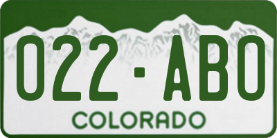 CO license plate 022ABO