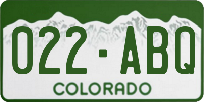 CO license plate 022ABQ