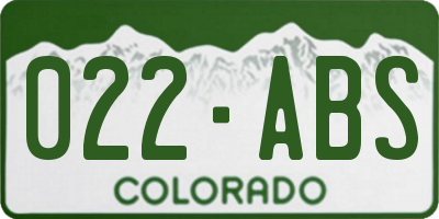 CO license plate 022ABS