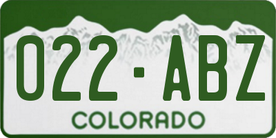 CO license plate 022ABZ