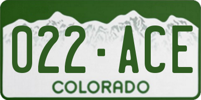 CO license plate 022ACE