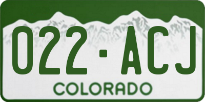 CO license plate 022ACJ
