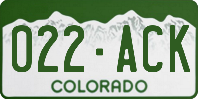 CO license plate 022ACK