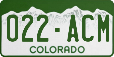 CO license plate 022ACM