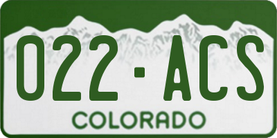 CO license plate 022ACS