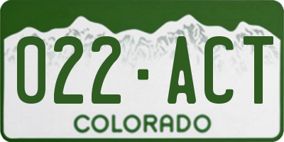 CO license plate 022ACT