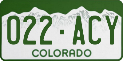 CO license plate 022ACY